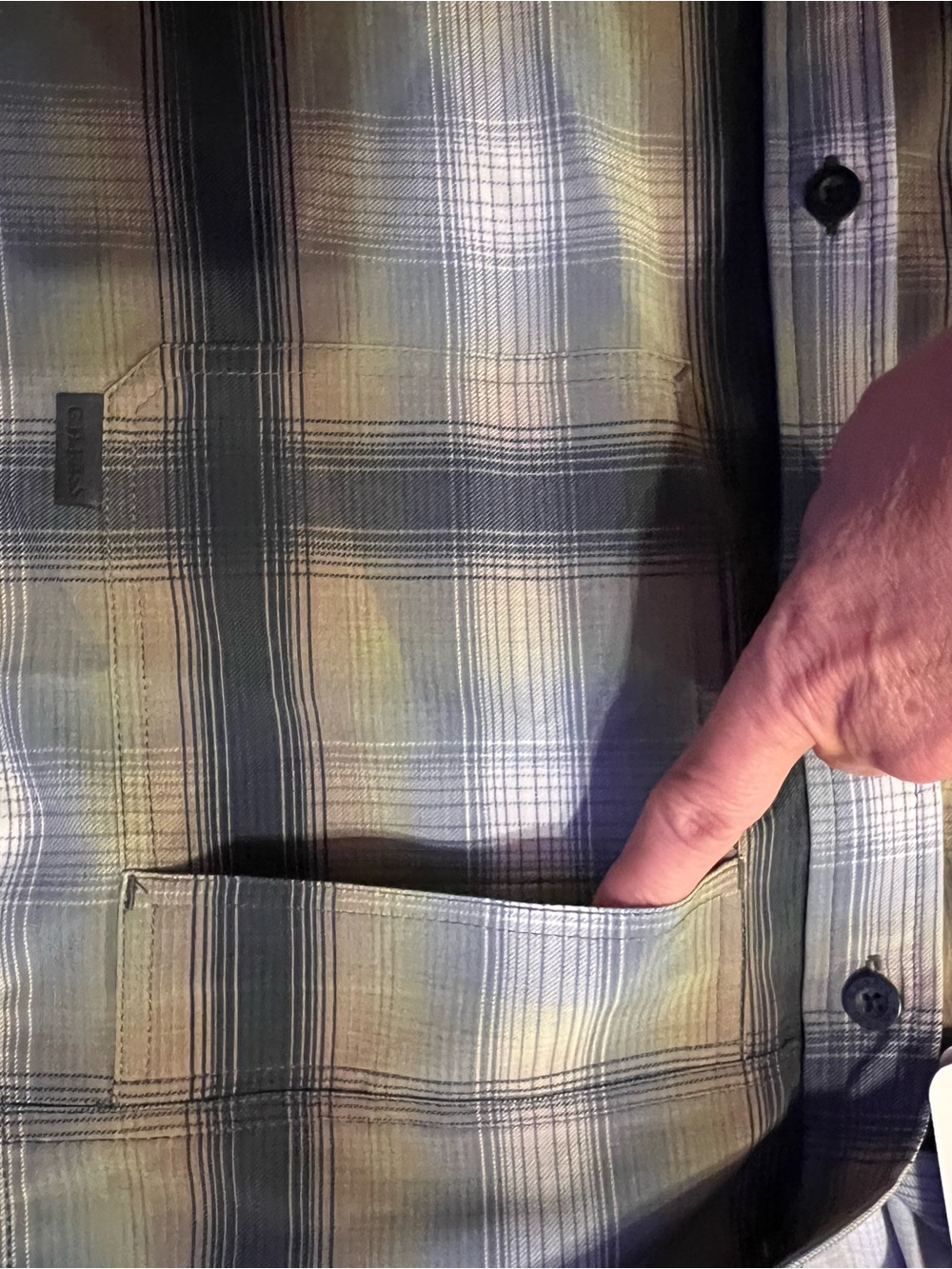 G.H. Bass & Co. Men's Olive and Blue Plaid Short-Sleeve Button-Down Shirt - Picture 4 of 7